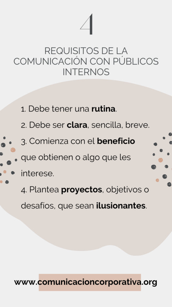 4 requisitos de la comunicación con públicos internos